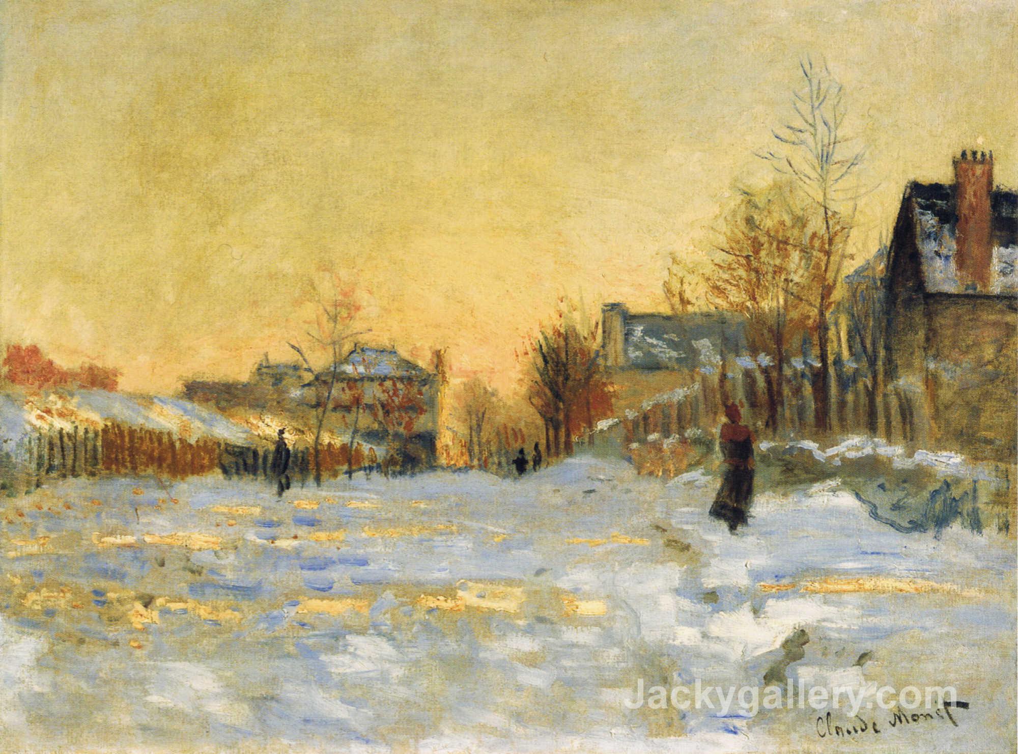 Snow Effect, The Street in Argentuil by Claude Monet paintings reproduction
